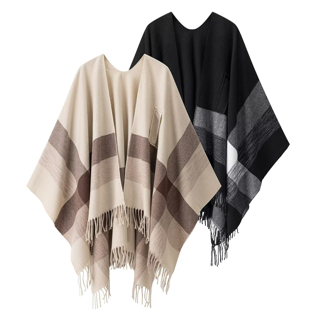 Kvindernes elegante og hyggelige poncho med fashionable mønster Stilla