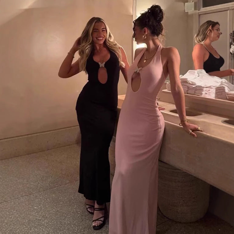 Dame Glamourøst Maxikjole med ekstravagante Cut-Out-detaljer Skovae