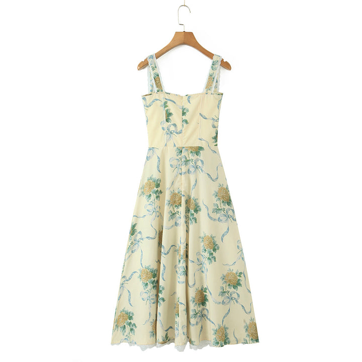 Dame Elegant Maxikjole med blomstret design og raffinerede flæsedetaljer Stilla