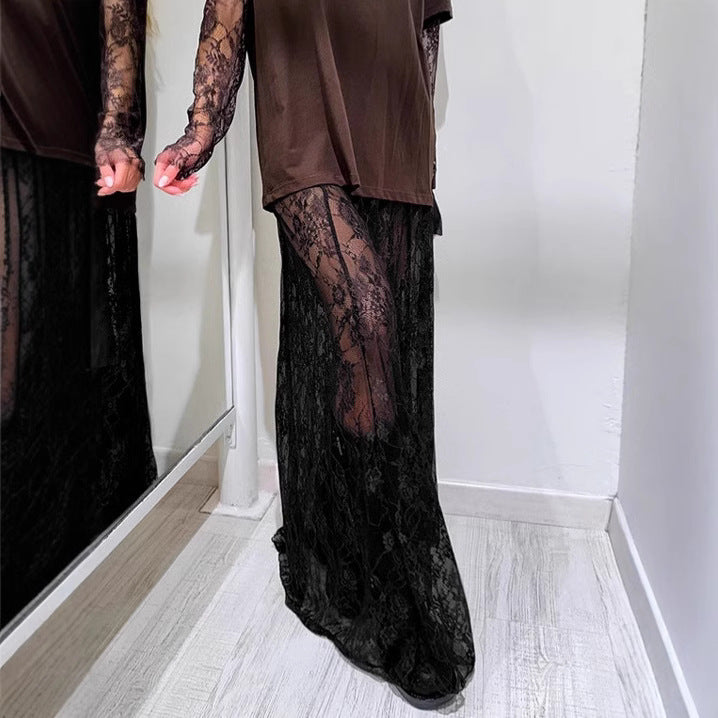 Dame Gennemsigtig Blonde Skirt Stilla