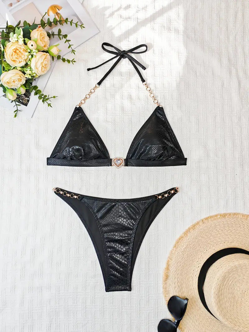 Dame Triangle Kæde-Detail Bikini Sæt Stilla