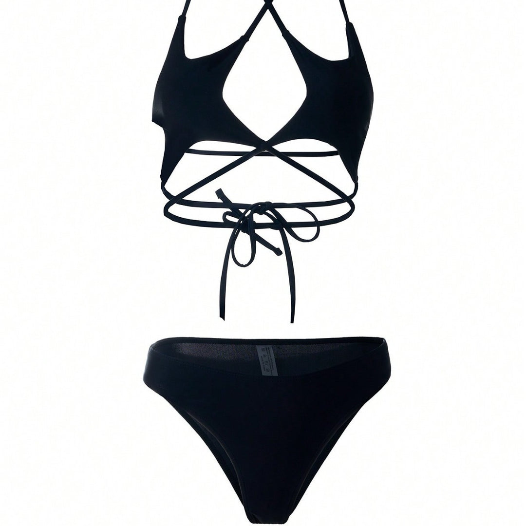 Dame Trendy Cut-Out bikini med hæklede rygdesign Stilla