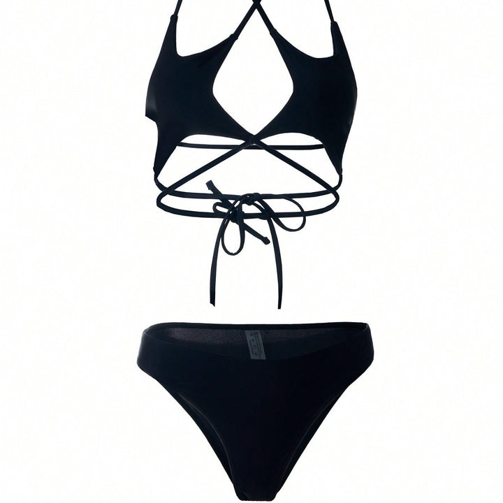 Dame Trendy Cut-Out bikini med hæklede rygdesign Stilla