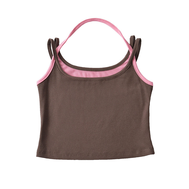Damer sporty cropped top med raffinerede stropdesigns og elastisk stof Stilla