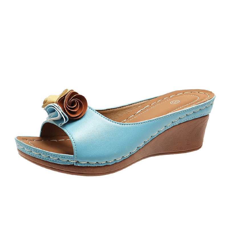 Dame elegante kile-clogs med floralt dekorer Stilla