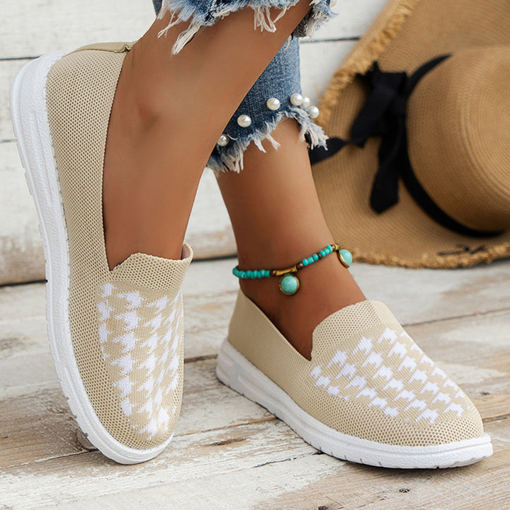 Damer komfortable Slip-On sneakers i moderne houndstooth mønster Stilla