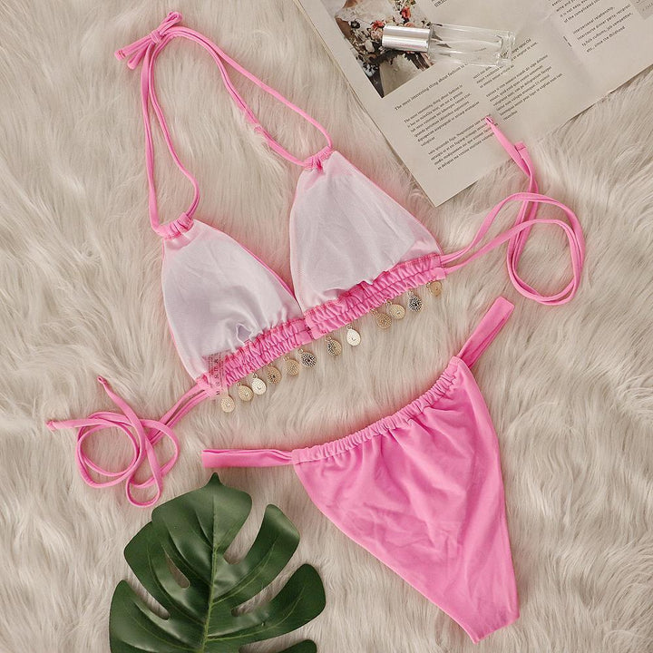Kvinder Bejeweled Halter Neck Bikini Sæt Stilla