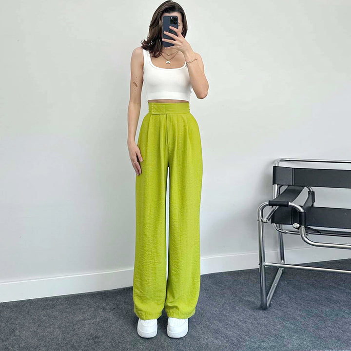 Damer Bred High-Waist Bukser med elegant Plissé Stilla