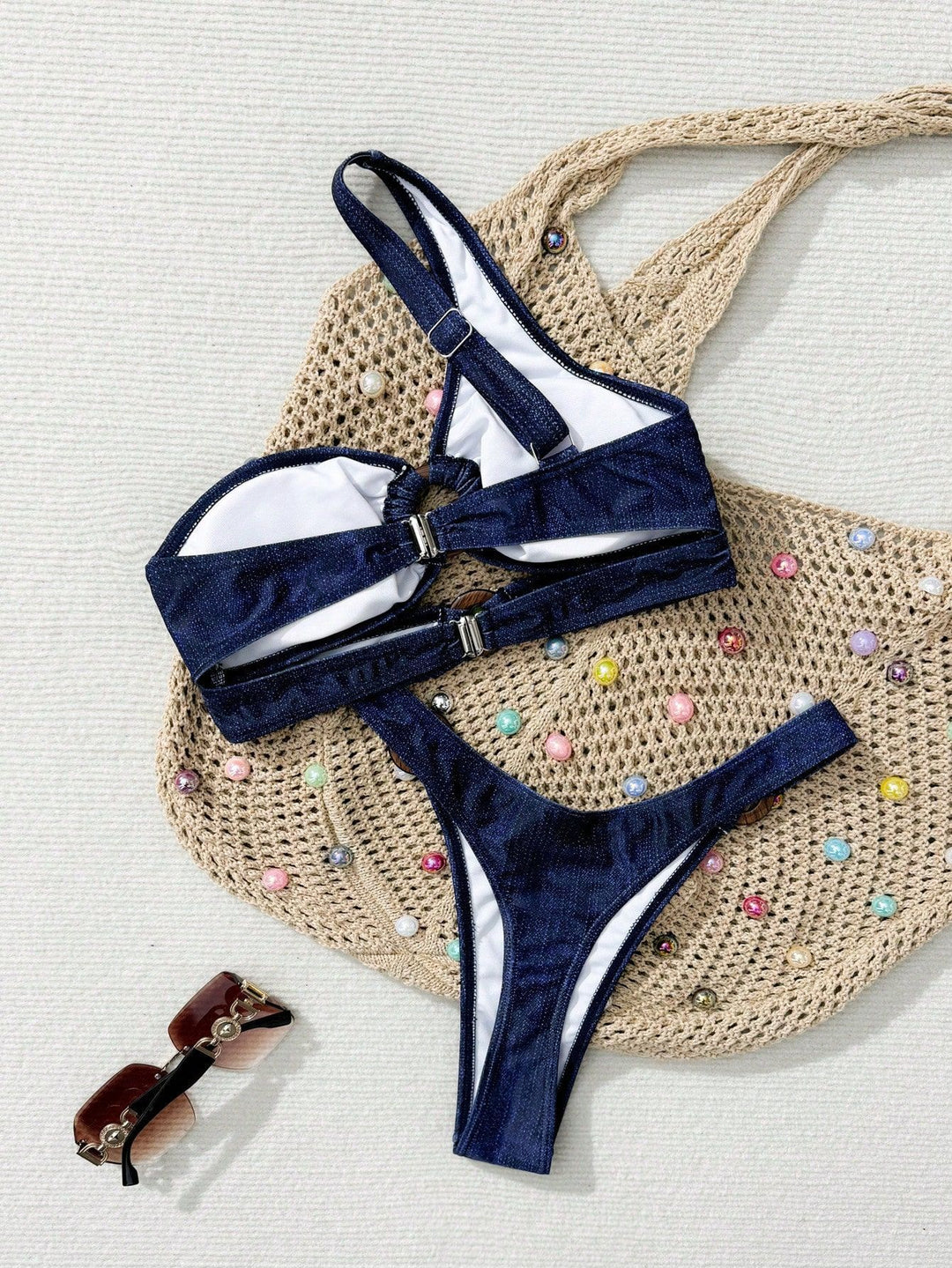 Dame One-Shoulder Cut-Out Bikini Sæt Stilla