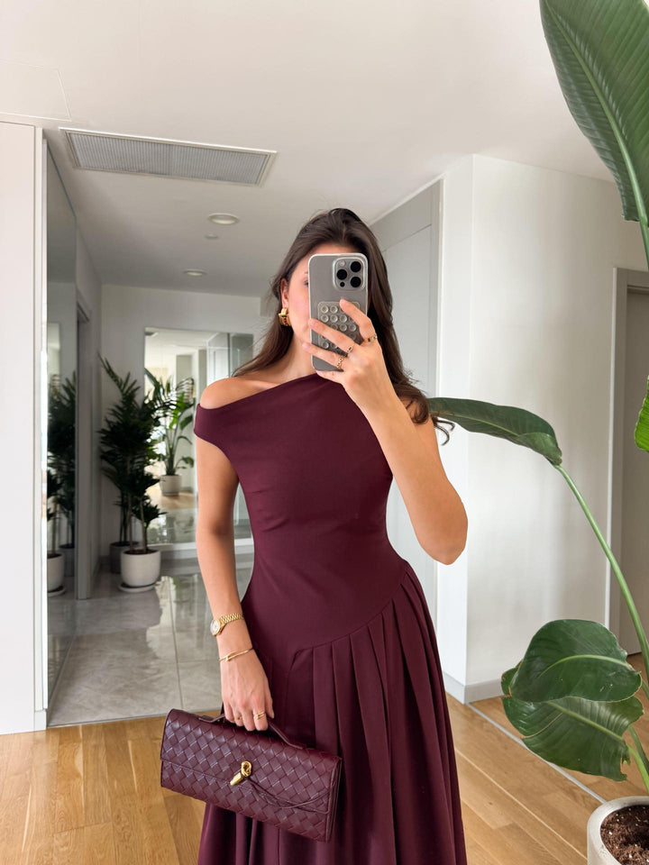 Damer Off-Shoulder Plisseret Aftenkjole Stilla