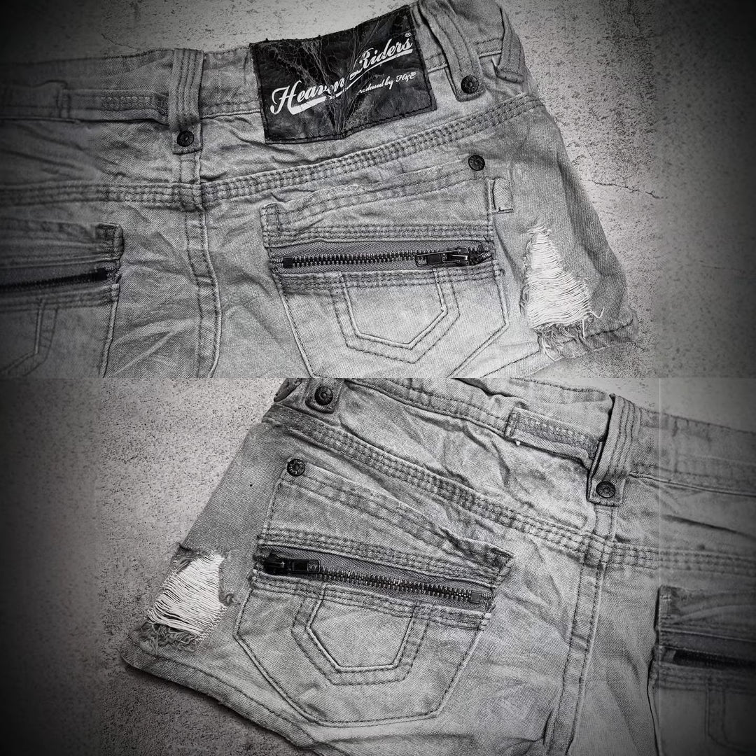 Dame trendy Jeans-Shorts med distressed detaljer Skovae