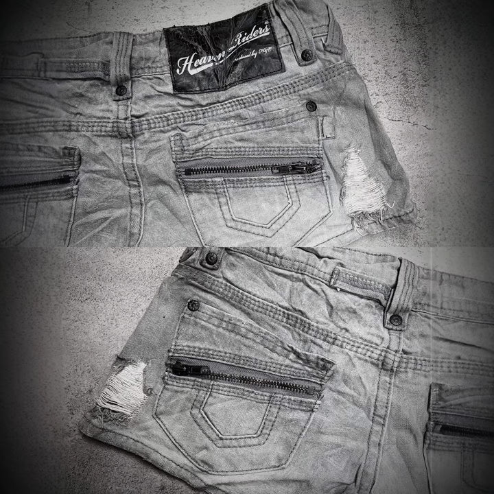 Dame trendy Jeans-Shorts med distressed detaljer Skovae
