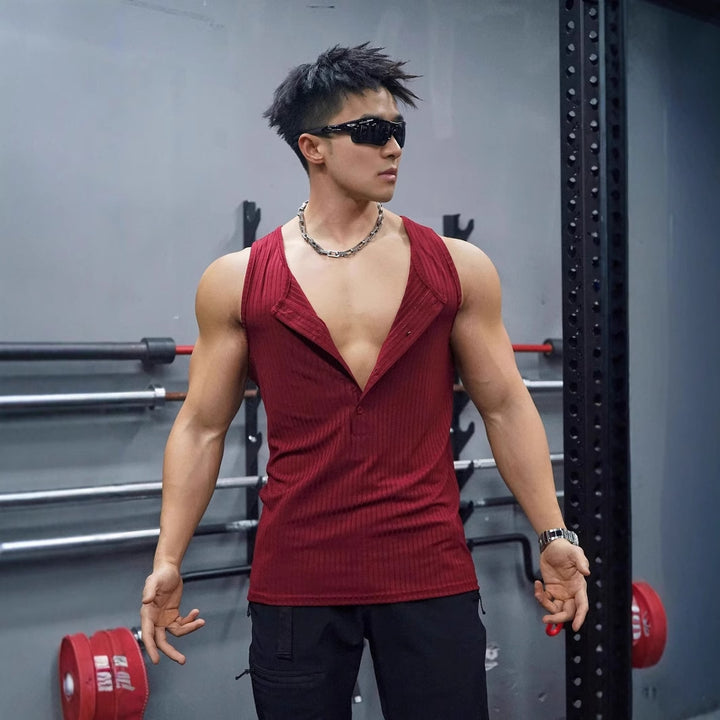 Herrer ærmeløs fitnessskjorte med innovativt snit og åndbart materiale Stilla