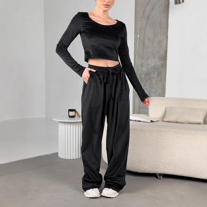 Kvindernes cropped langærmet lavet af blød velour Skovae