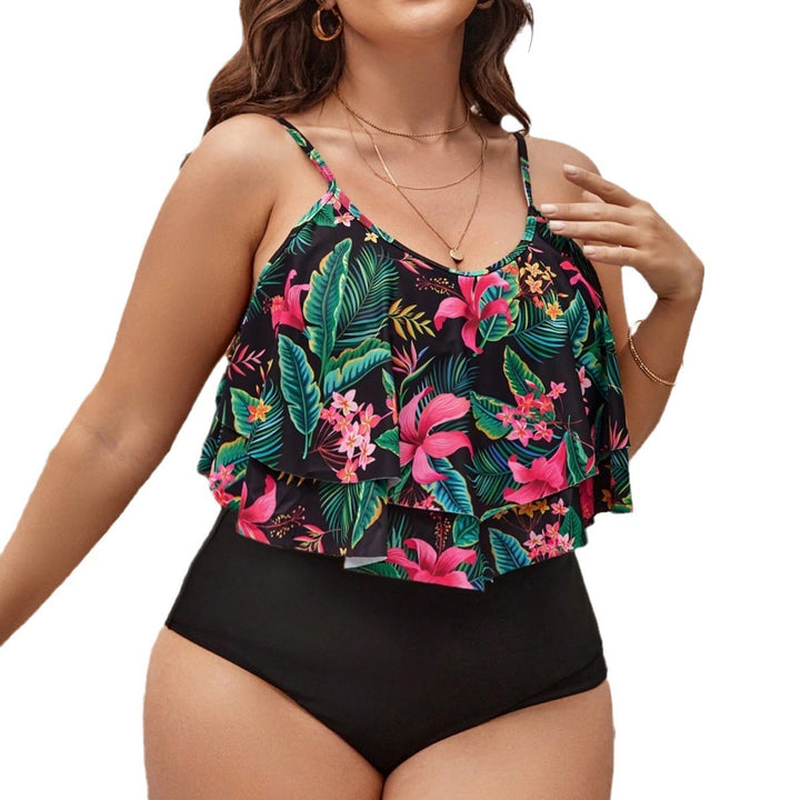 Dame Tankini-sæt med floral volantskæring Skovae