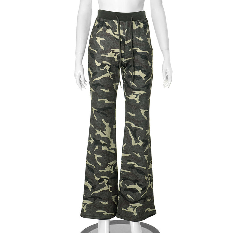 Dame Flared Camo Lounge-Bukser Stilla