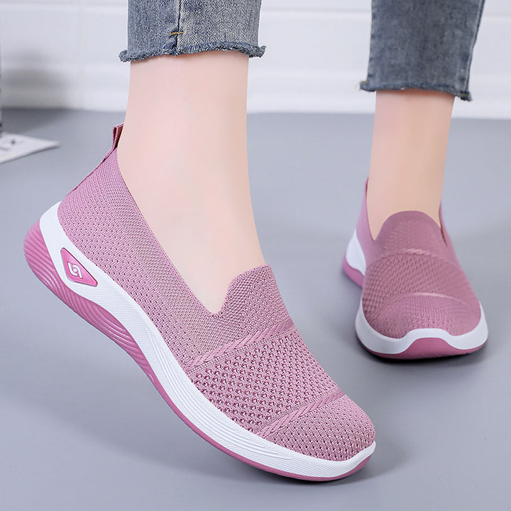 Dame Komfortable Slip-On Sneakers med åndbar strikkeflade og skridsikker sål Stilla