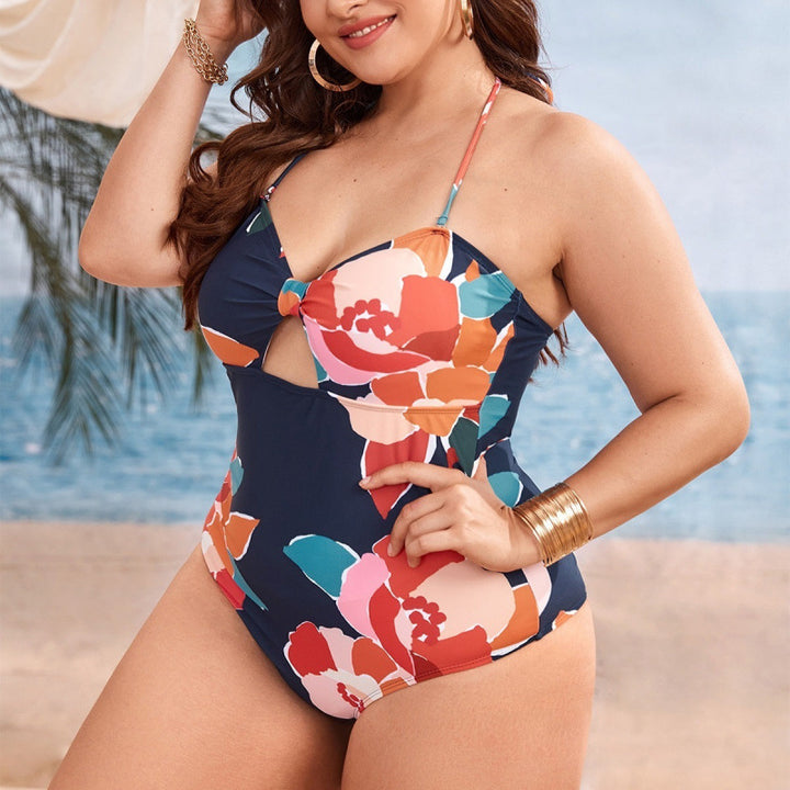 Dame one-piece badesuit med blomster cut-out og justerbare stropper Skovae