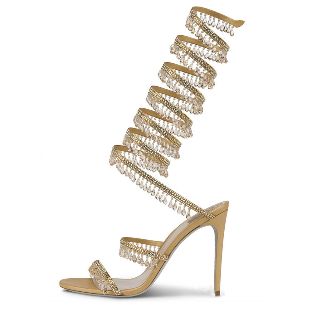 Femme Strappy Strass-besatte Stiletto-hæle sandaler Stilla