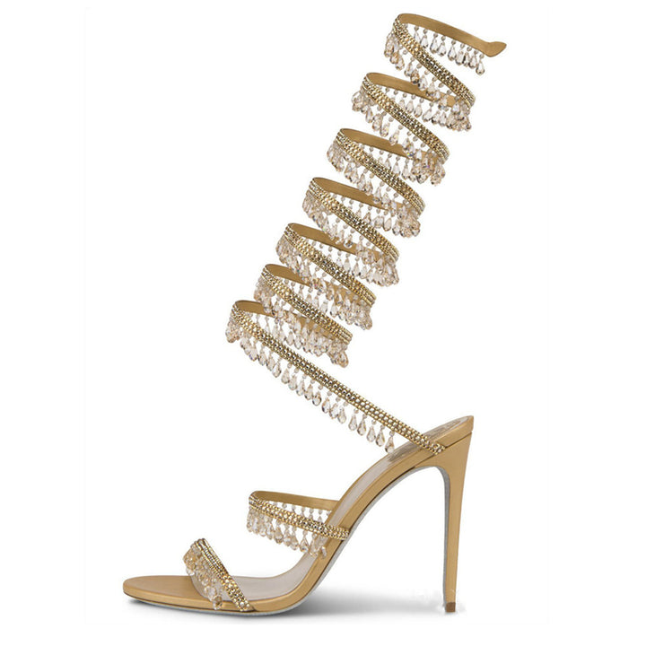 Femme Strappy Strass-besatte Stiletto-hæle sandaler Stilla
