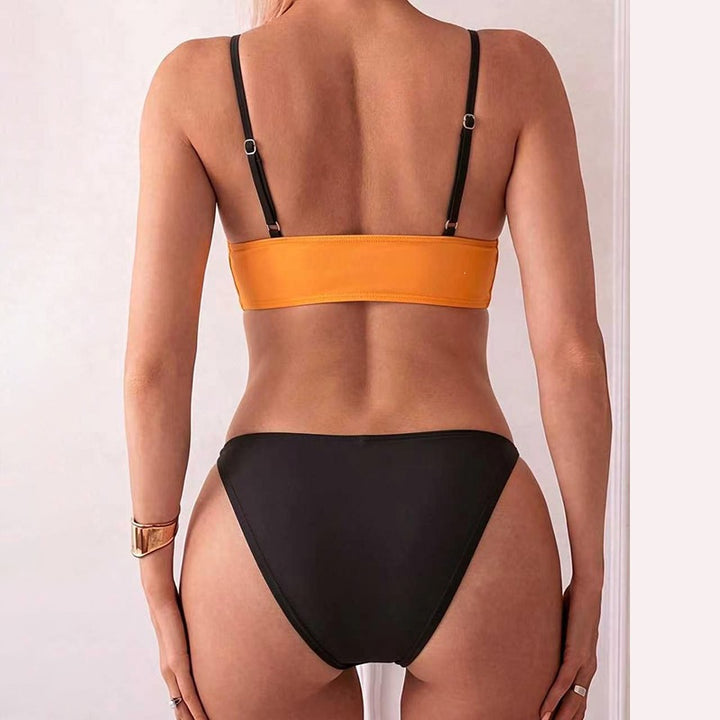 Dame bikini-overdel med kunstnerisk mønstertryk og justerbare stropper Skovae