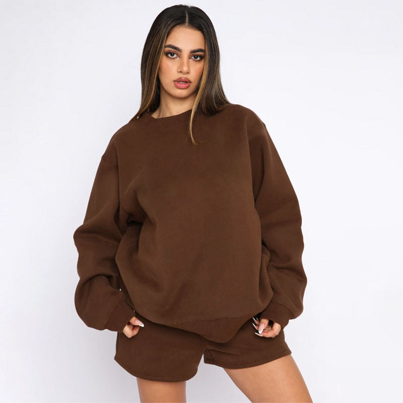 Kvinders Casual Sweater og Shorts Sæt Skovae