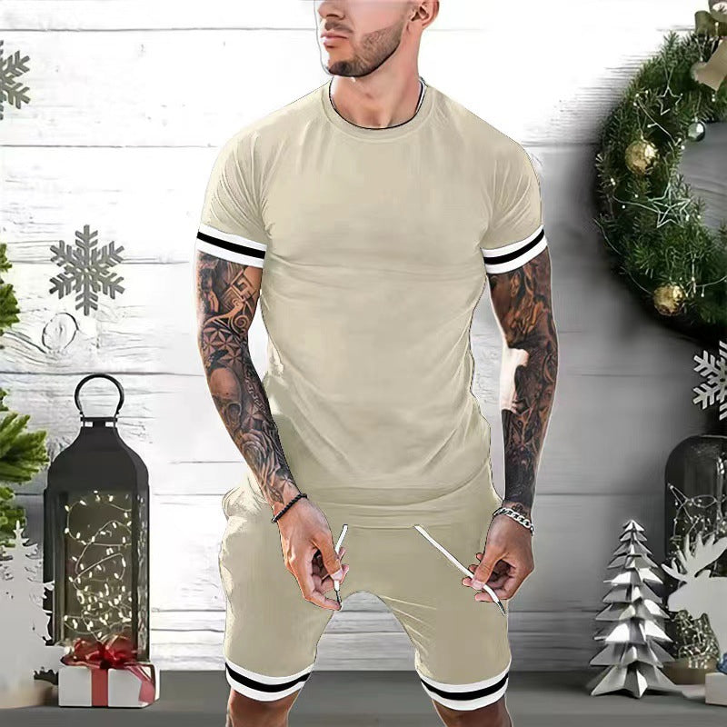 Herrer Sportslig Komfort Fit Rundhalset T-shirt og Shorts Sæt Stilla