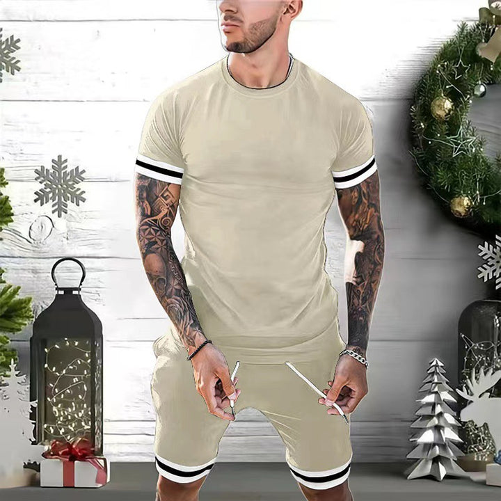 Herrer Sportslig Komfort Fit Rundhalset T-shirt og Shorts Sæt Stilla