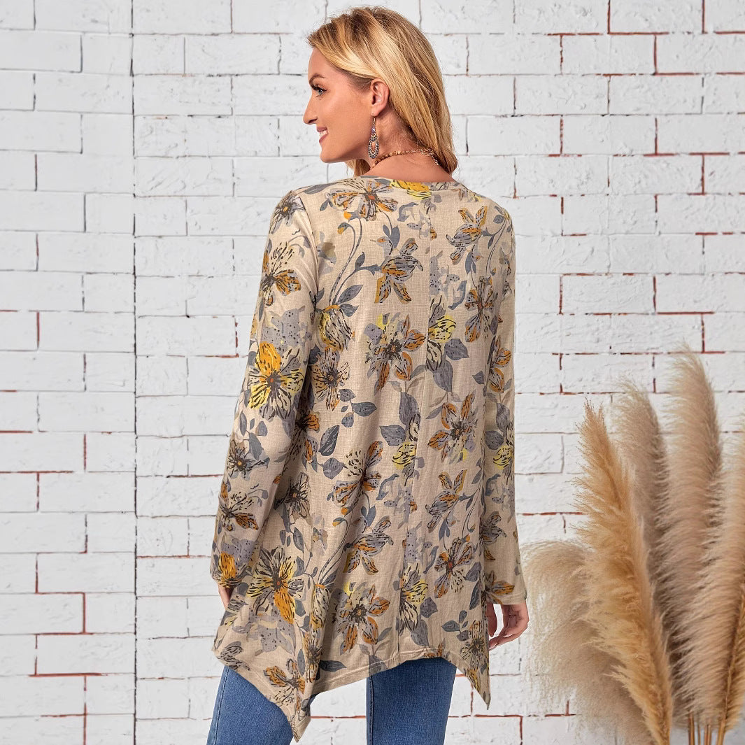 Damer Elegante og afslappede overdel med blomsterprint og asymmetrisk kant Stilla