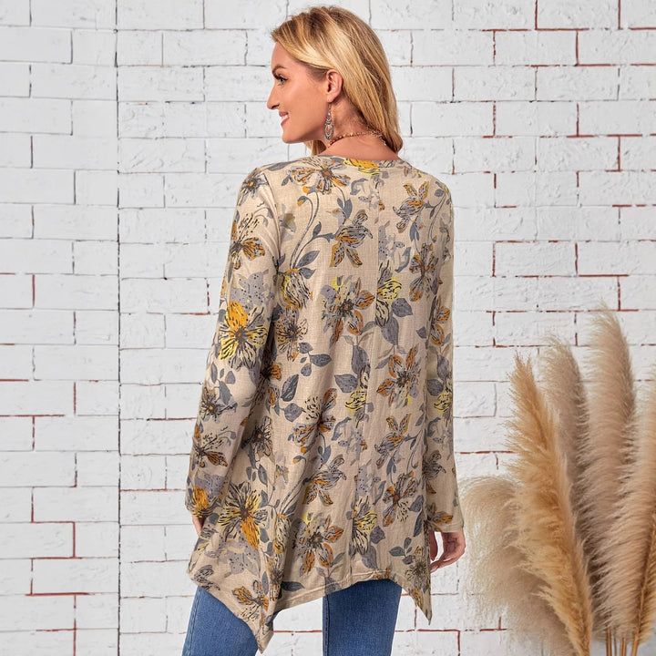 Damer Elegante og afslappede overdel med blomsterprint og asymmetrisk kant Stilla