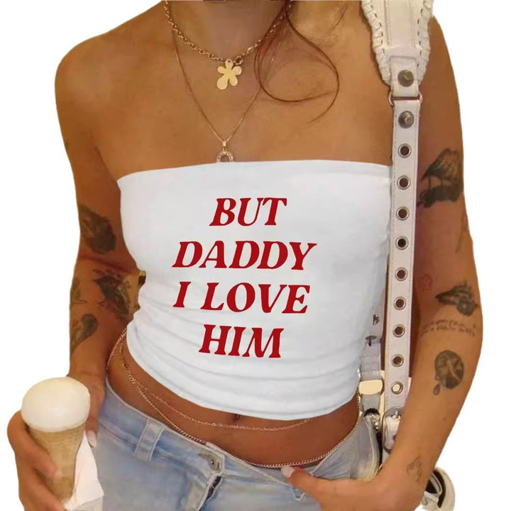 Dame Bandeau-top med stilfuld Rock-Star-print Skovae