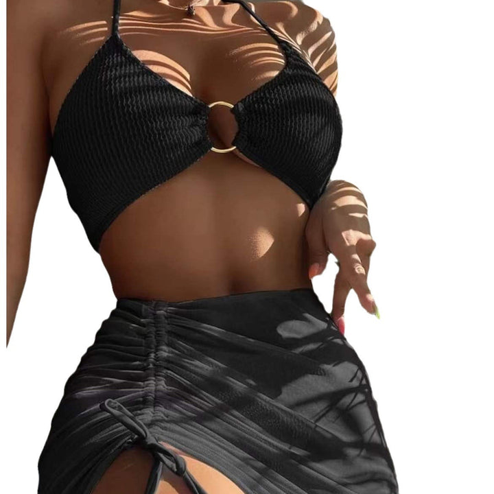 Dame bikini top med detaljerede samlingselementer og ærmeløs omslagsnederdel Stilla