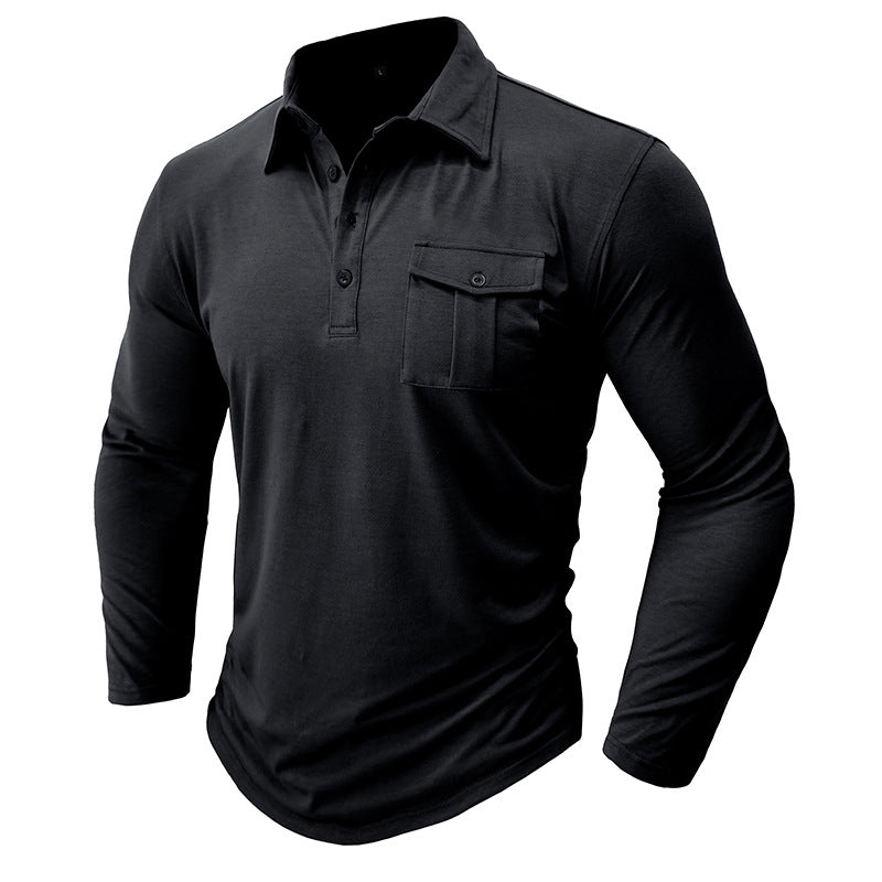 Herre Langærmet Poloshirt med praktisk brystlomme og moderne snit Stilla