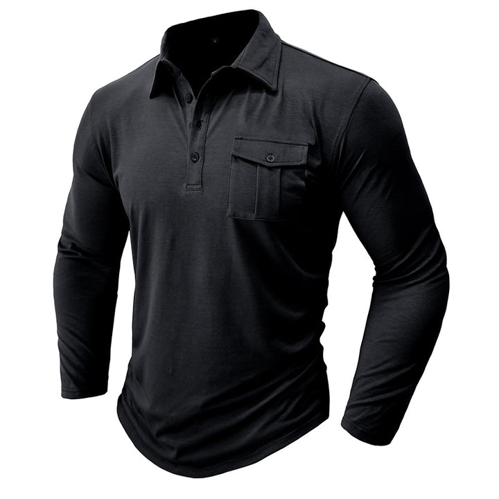 Herre Langærmet Poloshirt med praktisk brystlomme og moderne snit Stilla