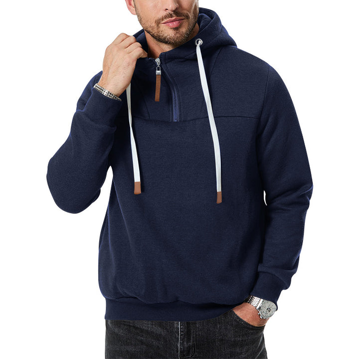 Herre hoodie med kort lynlås og blødt fleece-materiale Stilla