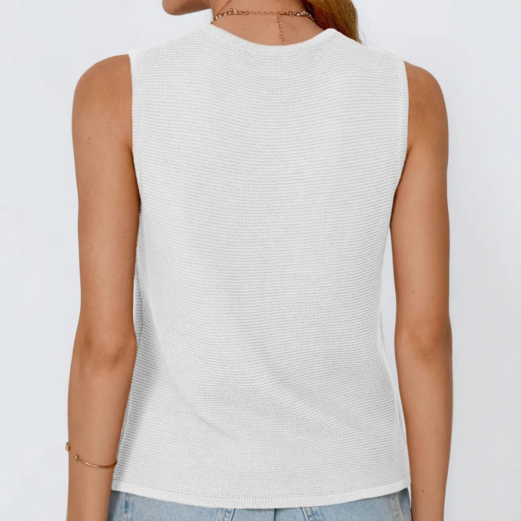Femme Strukturstrik Åben-front Vest med Bindebånd Stilla