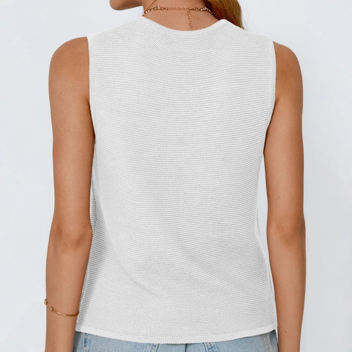 Femme Strukturstrik Åben-front Vest med Bindebånd Stilla