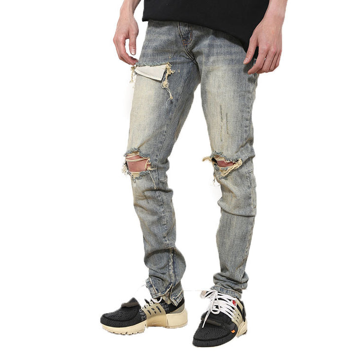 Herre Destroyed Jeans i moderne Slim-Fit med unikke revnedetaljer Stilla