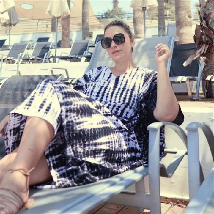 Dame Strandkaftan med eksklusiv batik-optik og bred snit Stilla
