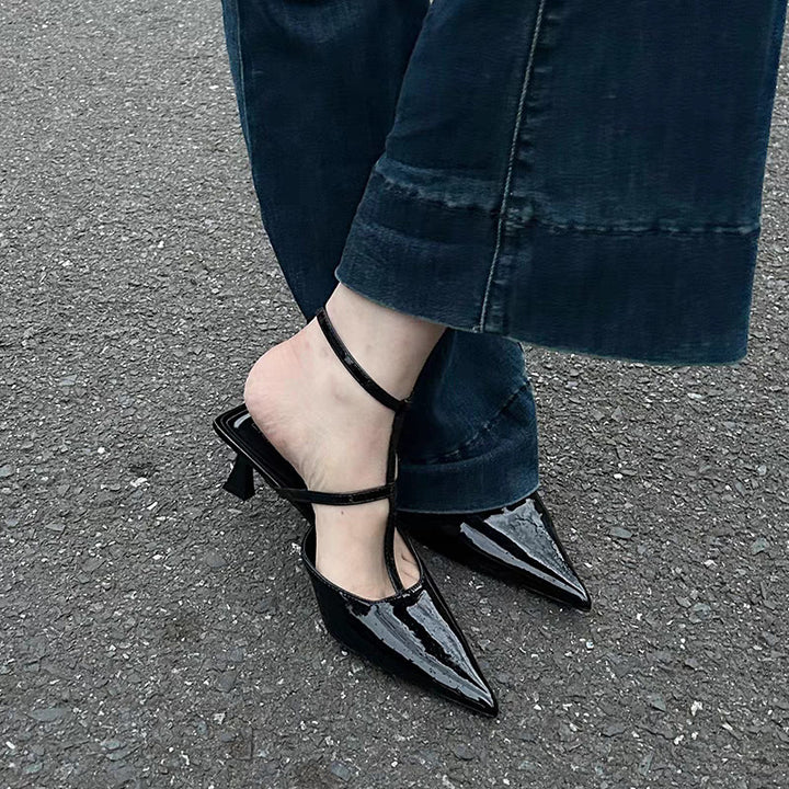 Dame spids-tå slingback hæle med klodset arkitektonisk hæl Stilla