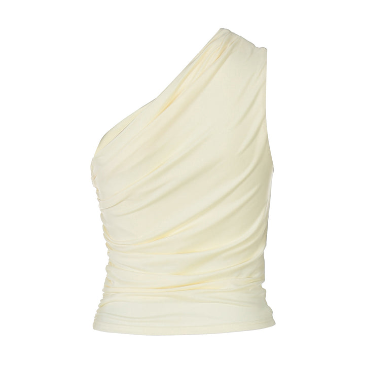 Dame Asymmetrisk Vikkel Top i elastisk materiale med rynk Stilla