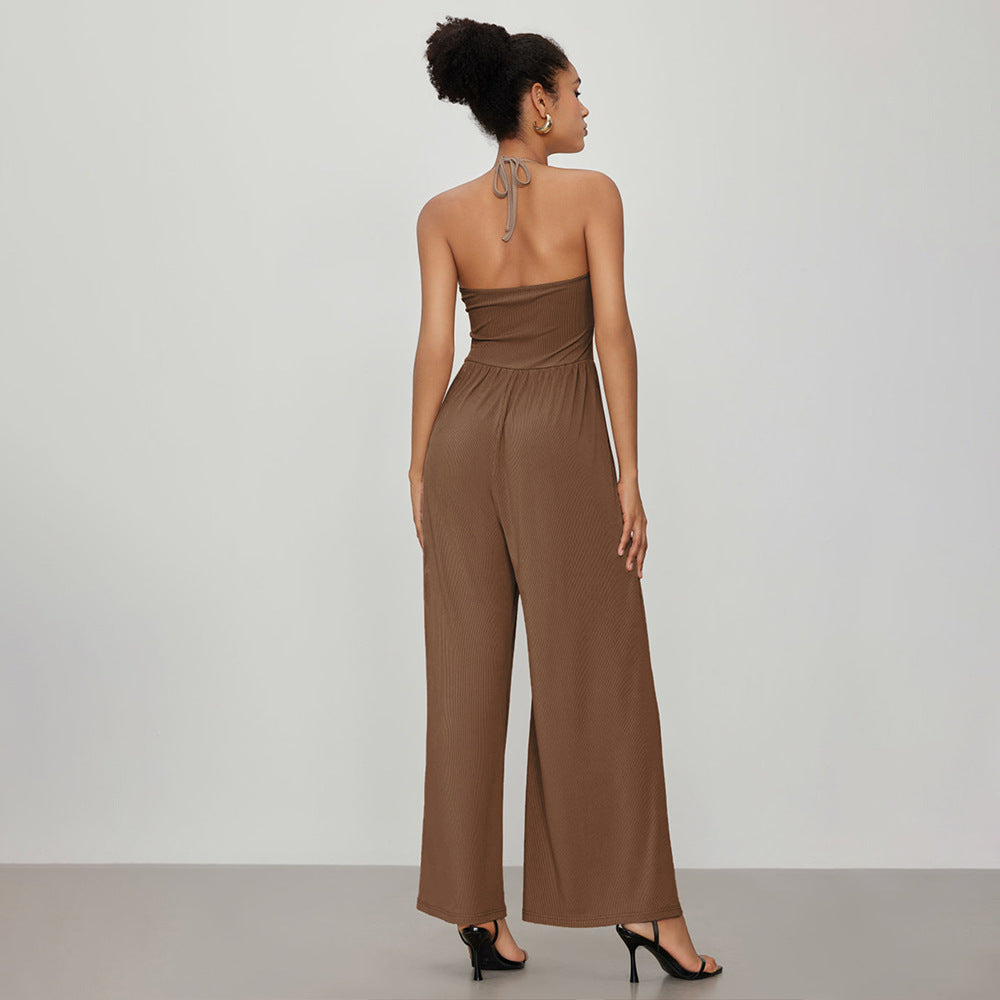 kvinders jumpsuit med elegant V-hals og løs pasform Stilla