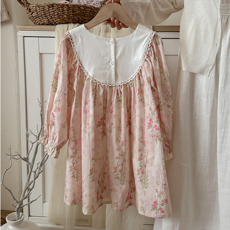Pige Vintage Blomster Smock Kjole Stilla