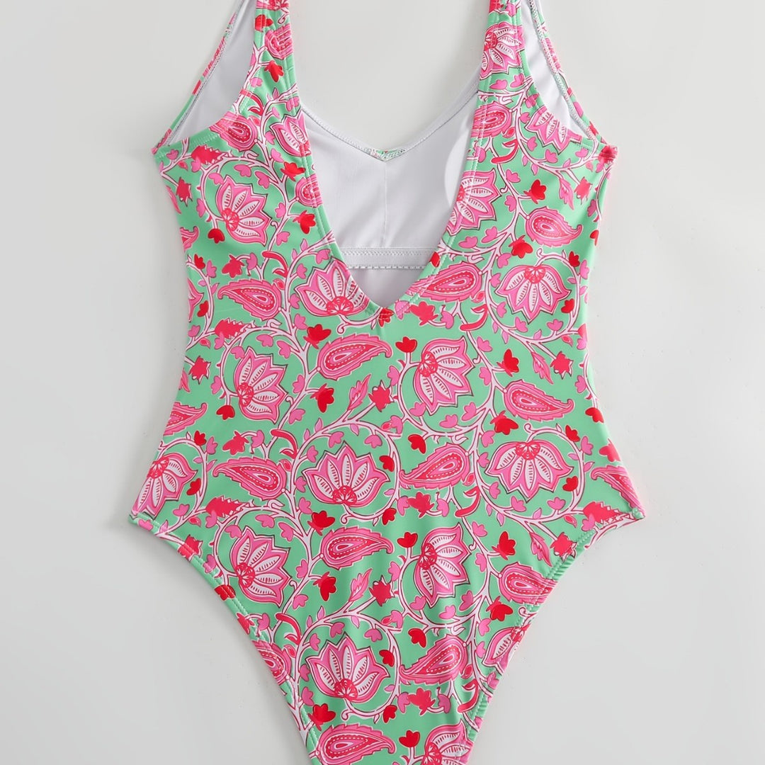 Dame Én-delt Badedragt med blomsterdesign og fashionable stropper Skovae