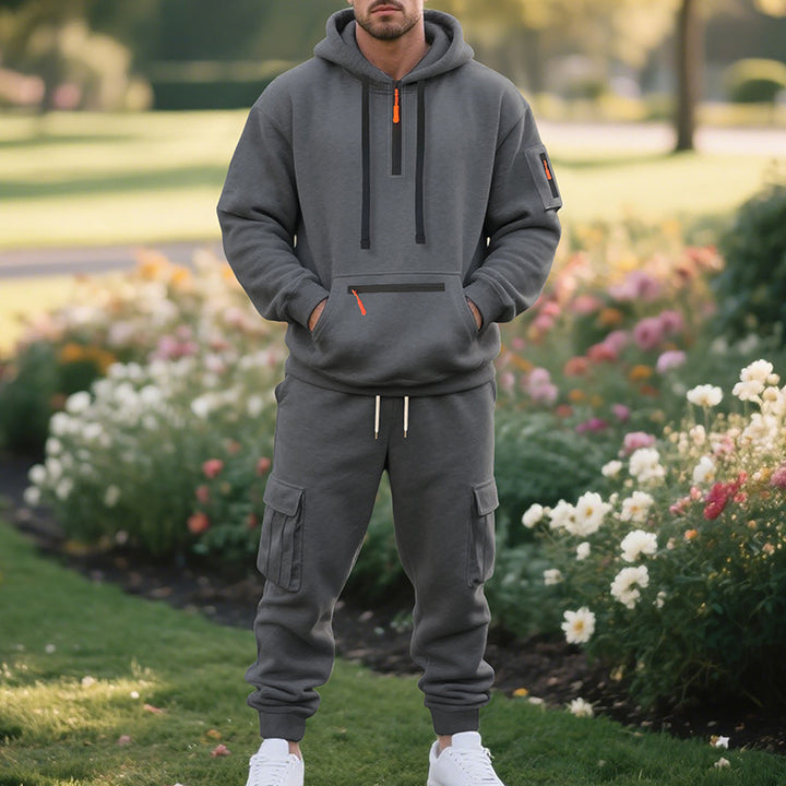 Herrer sporty hoodie sæt med funktionelle lommer og åndbare egenskaber Stilla