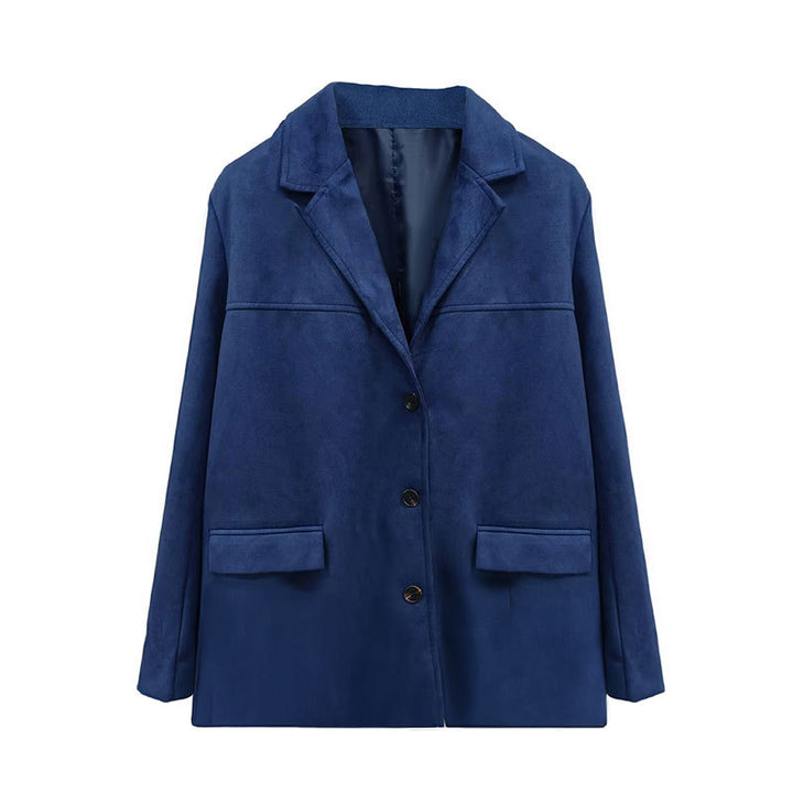 Dame Elegant Suede Jakke med Klassisk Snit og To Lommer Stilla