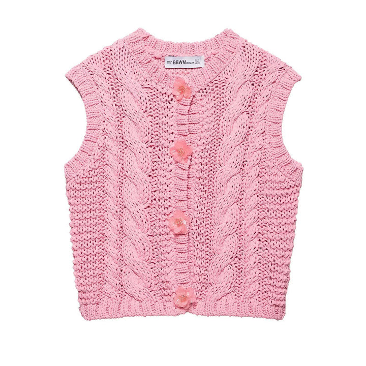 Femme Strikket Kabel Crop Vest Stilla