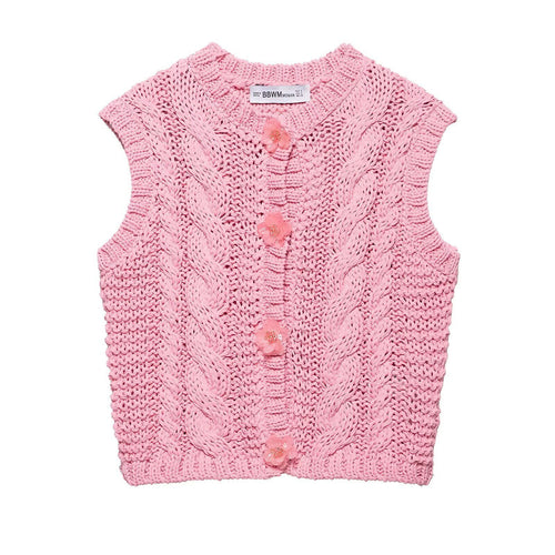 Femme Strikket Kabel Crop Vest Stilla