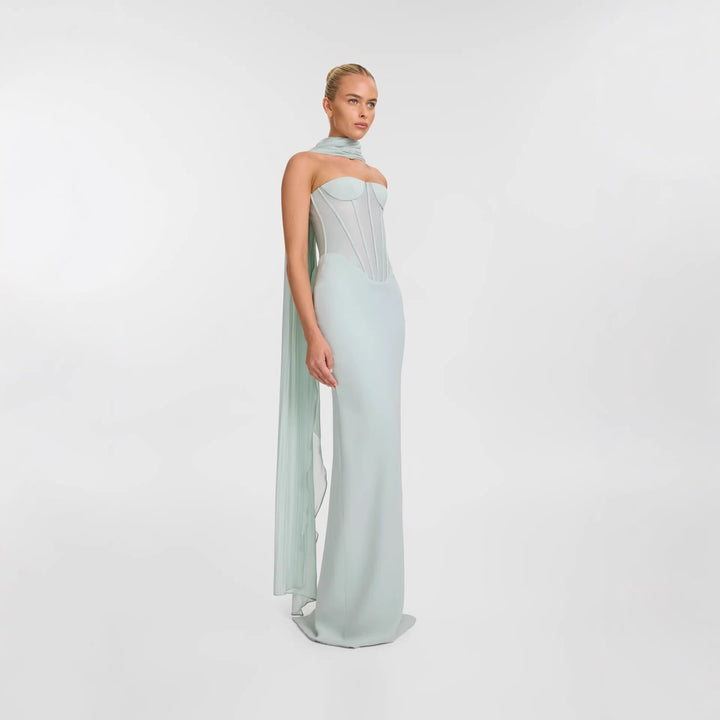 Dame Elegant Maxikjole med skulderfri design og raffineret bustierdel Skovae