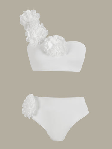 Dame bikini-sæt med elegant bustier og raffinerede blomsterapplikationer Stilla
